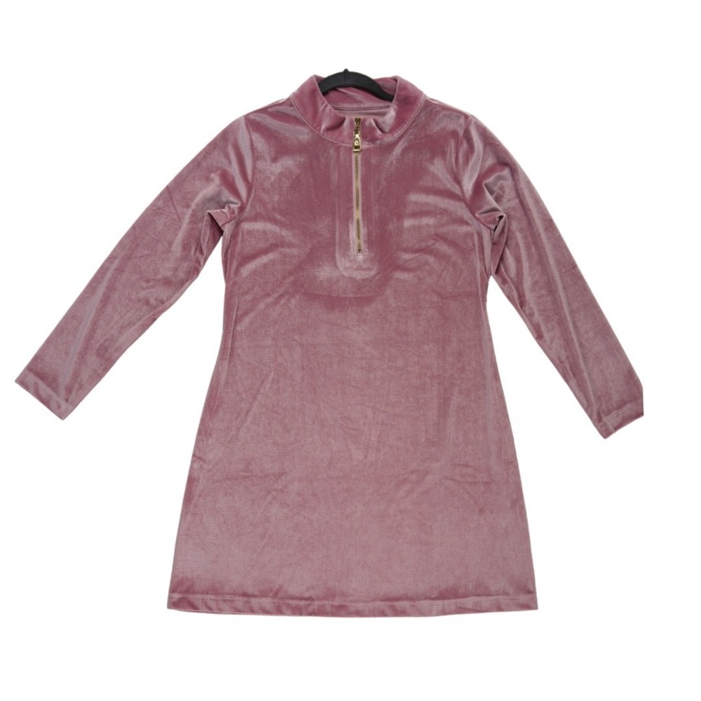 Spartina 449 Velvet Dress Women's‎ Size Small Mauve Pink Quarter Zip Mock Neck